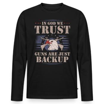 In God, we trust, weapons are just backup - Men's Premium Organic Long Sleeve Shirt - black - Front - Nico (187cm)