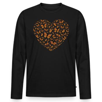 Monarch butterfly - Men's Premium Organic Long Sleeve Shirt - black - Front - Nico (187cm)