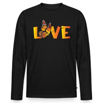 Monarch butterfly - Men's Premium Organic Long Sleeve Shirt - black - Front - Nico (187cm)