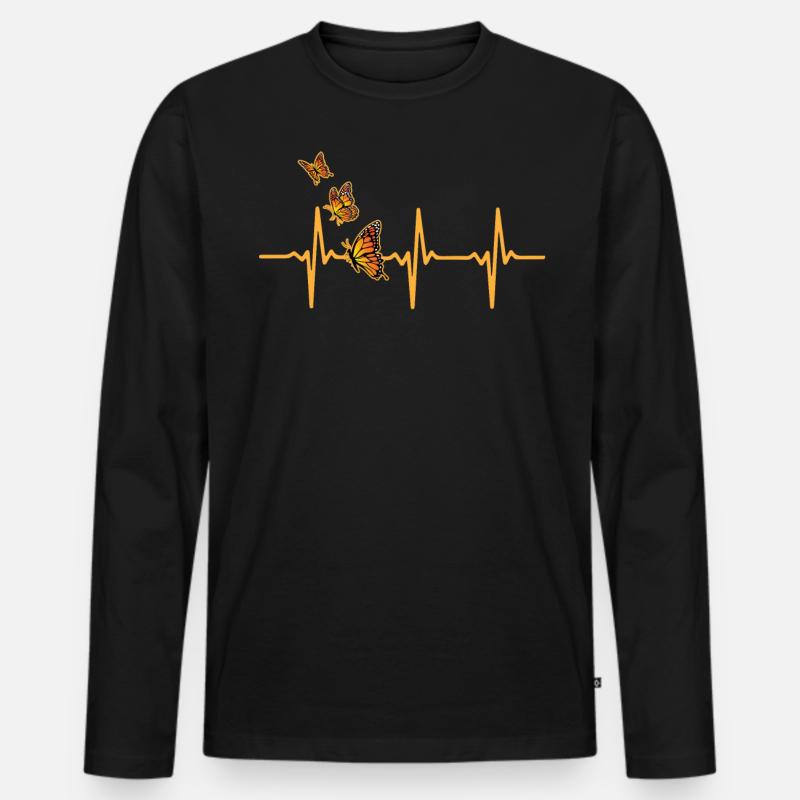 Monarchfalter - Männer Premium Bio Langarmshirt - Schwarz
