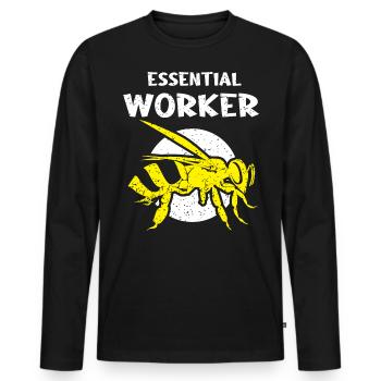 Travailleur essentiel, abeille, apiculteur, nid d’abeille - T-shirt manches longues Premium bio Homme - noir - Devant - Nico (187cm)