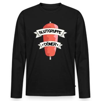 Blutgruppe Döner. Lustig Kebap Kebab Essen fun - Männer Premium Bio Langarmshirt - Schwarz - Vorne - Nico (187cm)