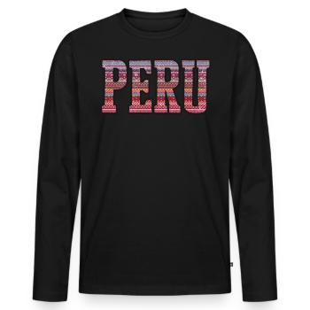 Peru Fan, South America - Men's Premium Organic Long Sleeve Shirt - black - Front - Nico (187cm)