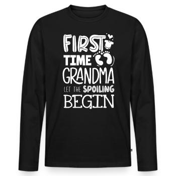 Grandma for the first time - Men's Premium Organic Long Sleeve Shirt - black - Front - Nico (187cm)