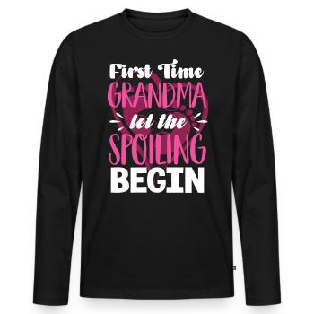 Grandma for the first time - Men's Premium Organic Long Sleeve Shirt - black - Front - Nico (187cm)
