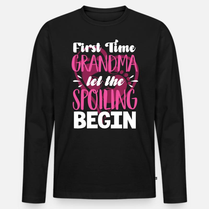 Erstmals Oma - Männer Premium Bio Langarmshirt - Schwarz