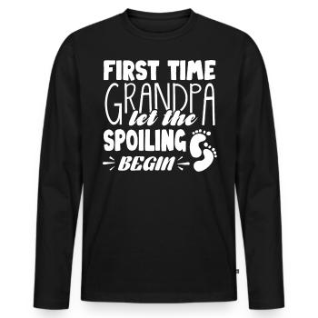Grandpa for the first time - Men's Premium Organic Long Sleeve Shirt - black - Front - Nico (187cm)