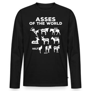 Ânes du monde, ânes - T-shirt manches longues Premium bio Homme - noir - Devant - Nico (187cm)