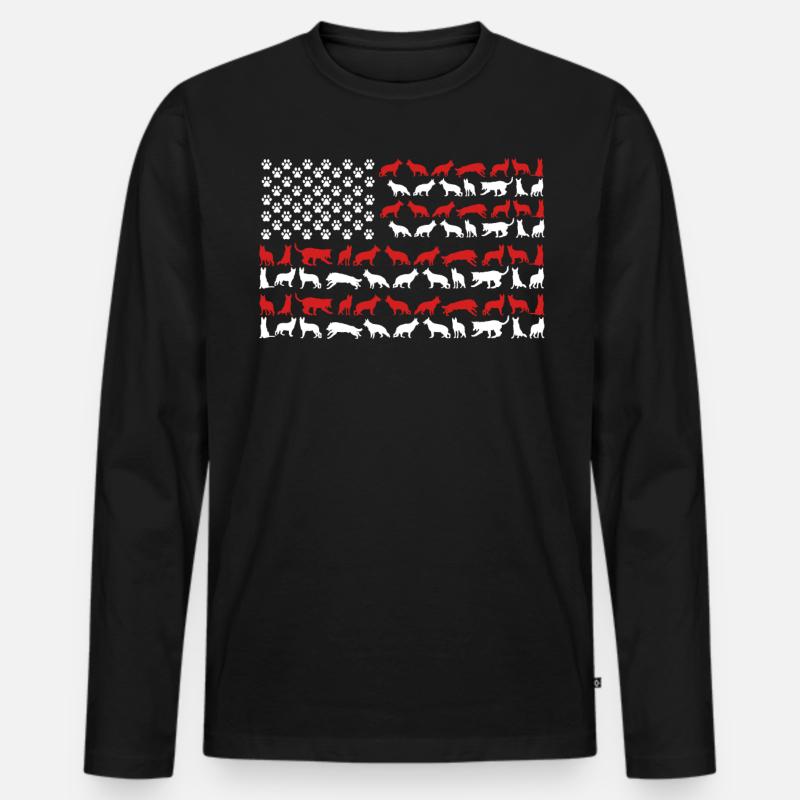 Deutscher Schäferhund US-FLAGGE - Männer Premium Bio Langarmshirt - Schwarz