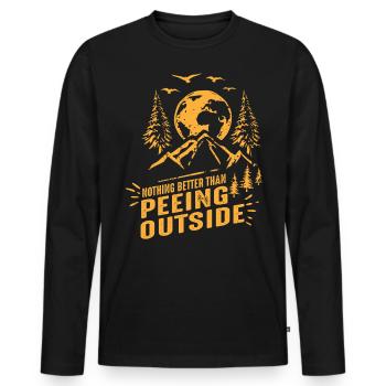 Nichts Besseres Als Draußen Zu Pinkeln - Männer Premium Bio Langarmshirt - Schwarz - Vorne - Nico (187cm)