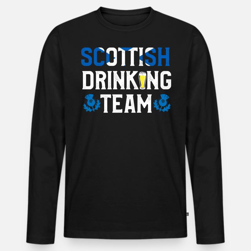 Schottisches Trinkteam, Schottland - Männer Premium Bio Langarmshirt - Schwarz