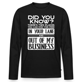 Restez en dehors de mes affaires, drôle - T-shirt manches longues Premium bio Homme - noir - Devant - Nico (187cm)