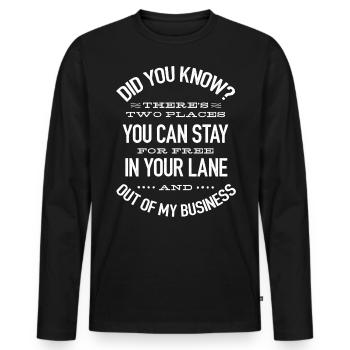 Restez en dehors de mes affaires, drôle - T-shirt manches longues Premium bio Homme - noir - Devant - Nico (187cm)
