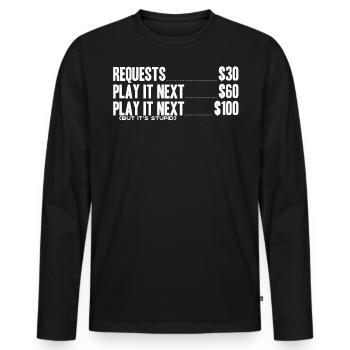 DJ, Clubbing, Demande de chanson - T-shirt manches longues Premium bio Homme - noir - Devant - Nico (187cm)