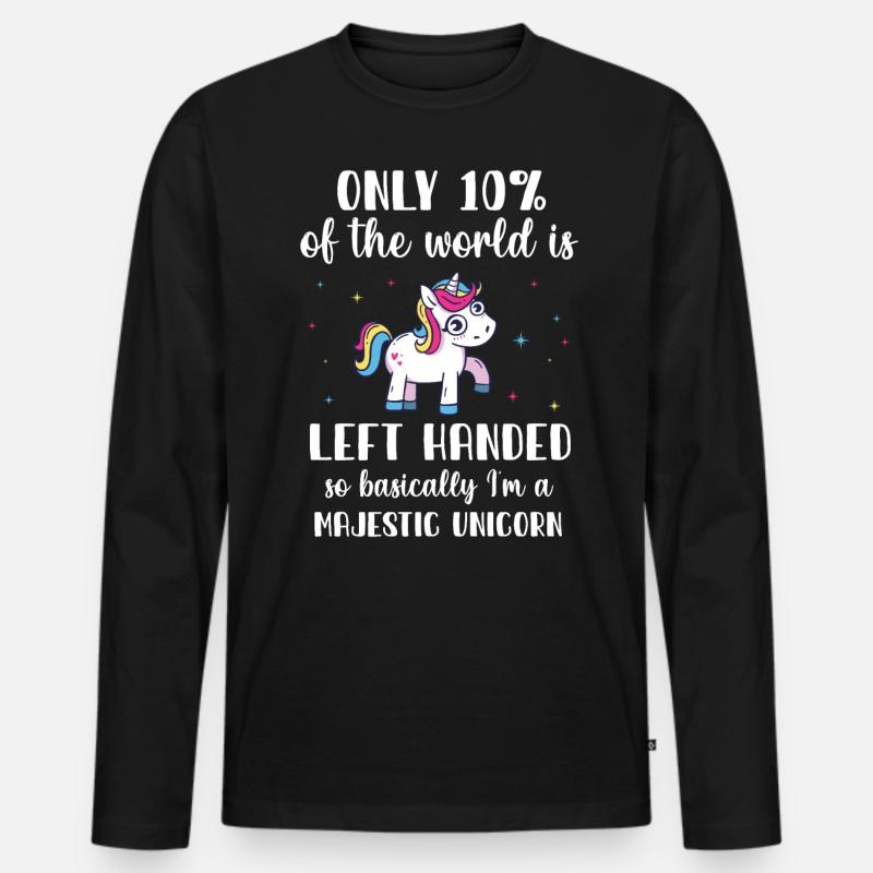 Linkshänder Einhorn - Männer Premium Bio Langarmshirt - Schwarz