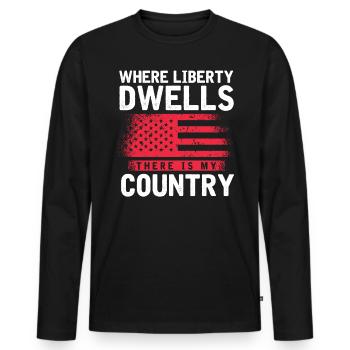 US patriotic quotes, patriot, patriots - Men's Premium Organic Long Sleeve Shirt - black - Front - Nico (187cm)