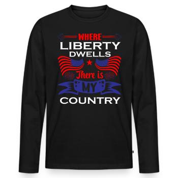 US patriotic quotes, patriot, patriots - Men's Premium Organic Long Sleeve Shirt - black - Front - Nico (187cm)