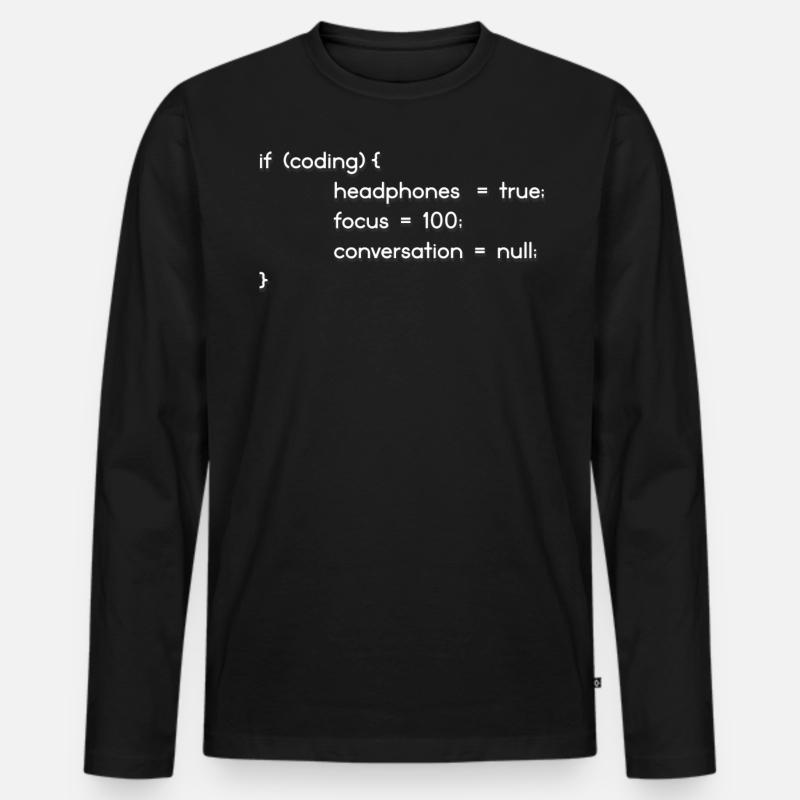 Kopfhörer, Codierer, Programmierer Codieren - Männer Premium Bio Langarmshirt - Schwarz