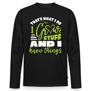I build things And I know things, gardener - Men's Premium Organic Long Sleeve Shirt - black - Front - Nico (187cm)