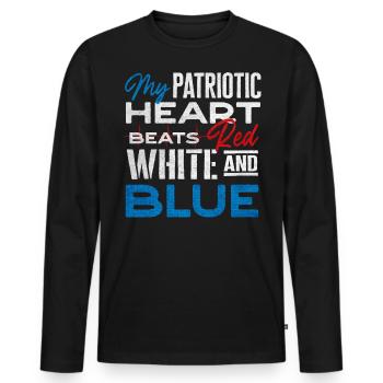 US patriotic quotes, patriot, patriots - Men's Premium Organic Long Sleeve Shirt - black - Front - Nico (187cm)