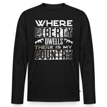 Citations patriotiques américaines, patriotes, patriotes - T-shirt manches longues Premium bio Homme - noir - Devant - Nico (187cm)