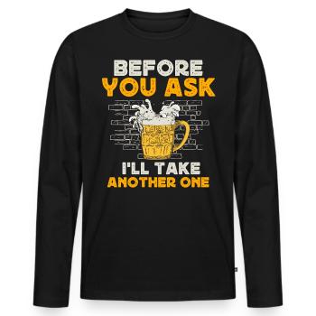 Boire de la bière, boire de la bière de fête - T-shirt manches longues Premium bio Homme - noir - Devant - Nico (187cm)