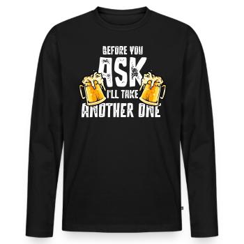 Boire de la bière, boire de la bière de fête - T-shirt manches longues Premium bio Homme - noir - Devant - Nico (187cm)
