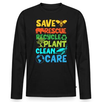 Earth Day, Save the Planet - Men's Premium Organic Long Sleeve Shirt - black - Front - Nico (187cm)