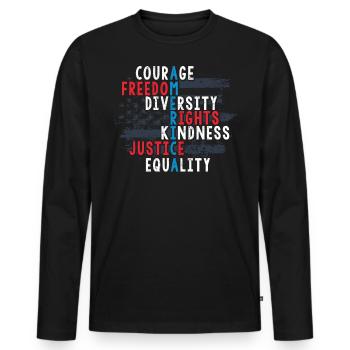 Patriotic American Citizen, Freedom - Men's Premium Organic Long Sleeve Shirt - black - Front - Nico (187cm)