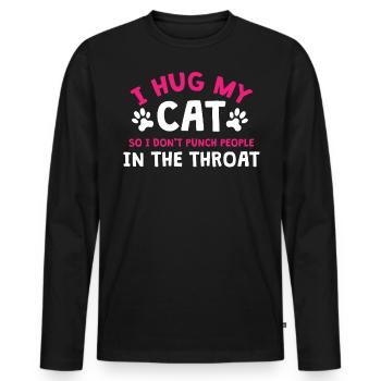 Ich Umarme Meine Katze, Damit Ich Keine Leute - Männer Premium Bio Langarmshirt - Schwarz - Vorne - Nico (187cm)