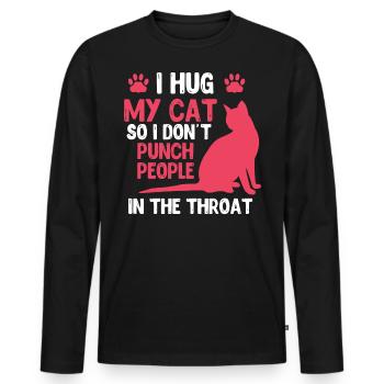 Ich Umarme Meine Katze, Damit Ich Keine Leute - Männer Premium Bio Langarmshirt - Schwarz - Vorne - Nico (187cm)