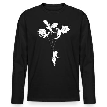 Funny Trendy Little Boy With Dragon - Men's Premium Organic Long Sleeve Shirt - black - Front - Nico (187cm)