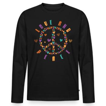 Frieden Und Liebe, Hippie -Stil - Männer Premium Bio Langarmshirt - Schwarz - Vorne - Nico (187cm)