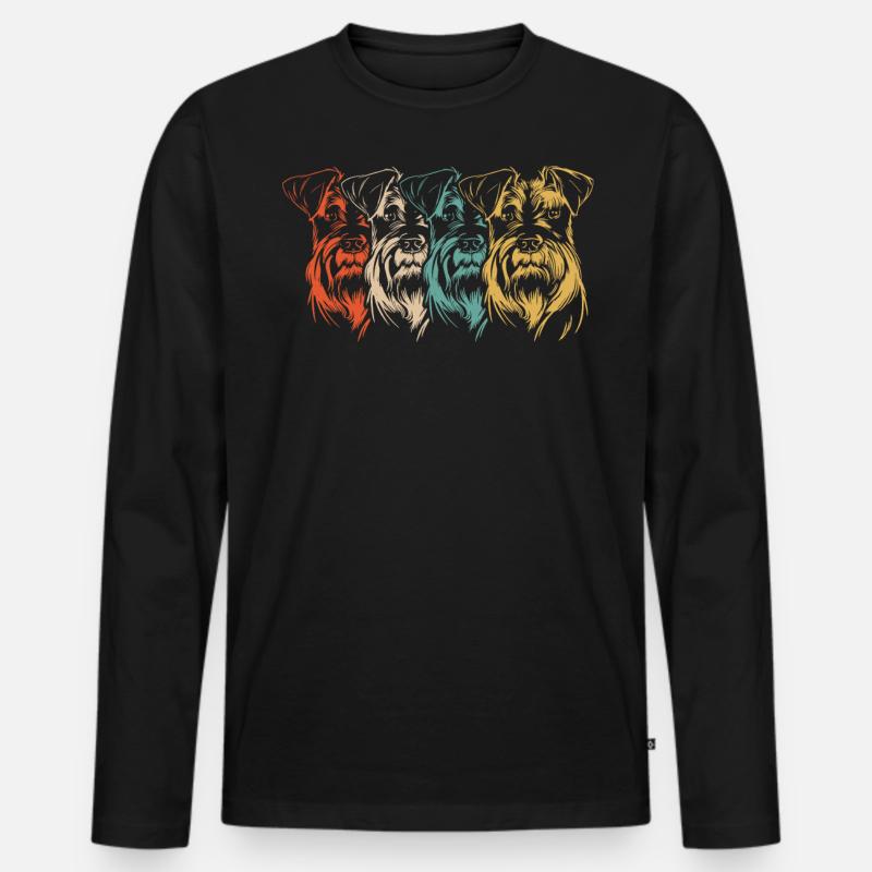 Schnauzer, Schnauzer-Hundebesitzer-Geschenk - Männer Premium Bio Langarmshirt - Schwarz