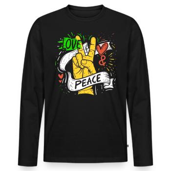 Frieden Und Liebe, Hippie -Stil - Männer Premium Bio Langarmshirt - Schwarz - Vorne - Nico (187cm)