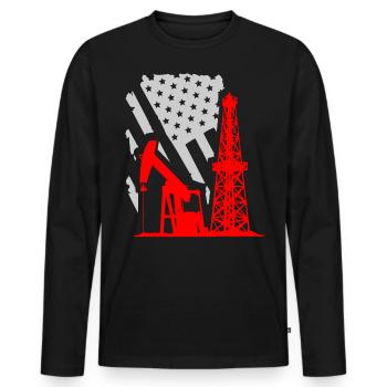 Champs pétrolifères américains, travailleurs des champs pétrolifères - T-shirt manches longues Premium bio Homme - noir - Devant - Nico (187cm)