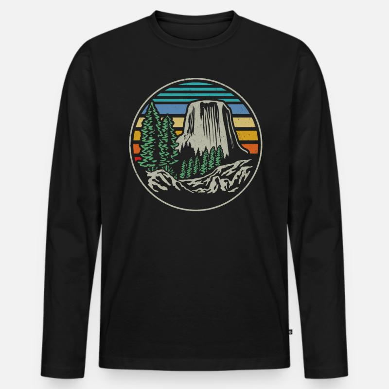 Devils Tower National Monument - Männer Premium Bio Langarmshirt - Schwarz