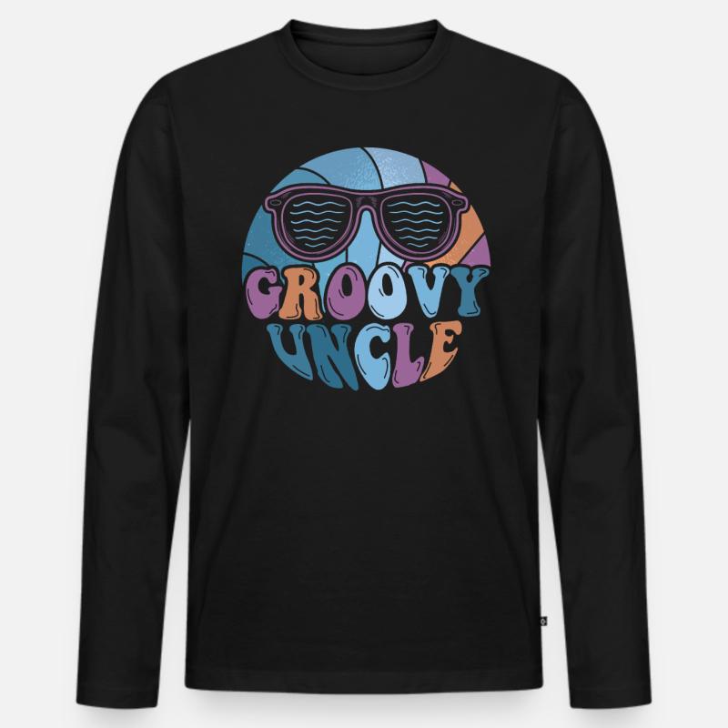 Groovy Onkel - Männer Premium Bio Langarmshirt - Schwarz