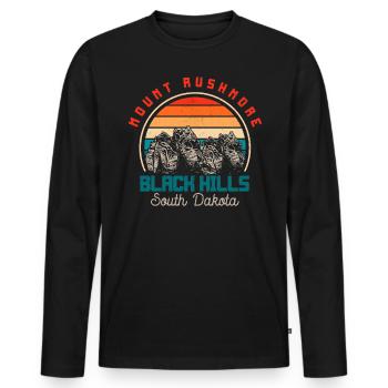 Mount Rushmore, Black Hills South Dakota - Men's Premium Organic Long Sleeve Shirt - black - Front - Nico (187cm)