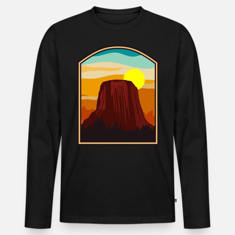 Devils Tower National Monument - Männer Premium Bio Langarmshirt - Schwarz