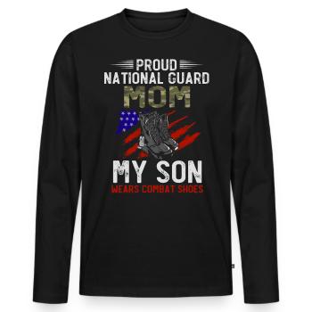 Proud National Guard Mother - Men's Premium Organic Long Sleeve Shirt - black - Front - Nico (187cm)