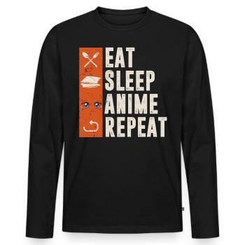 Répétition de l’anime du sommeil - T-shirt manches longues Premium bio Homme - noir - Devant - Nico (187cm)