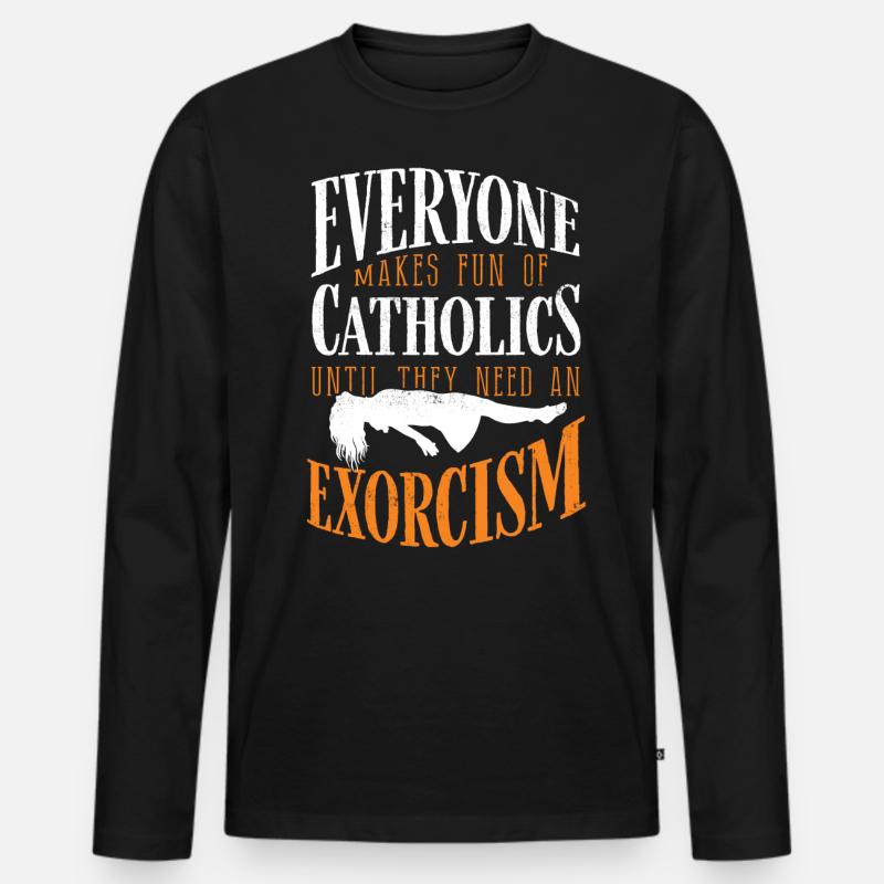 Katholiken, Kirche, Exorzismus - Männer Premium Bio Langarmshirt - Schwarz