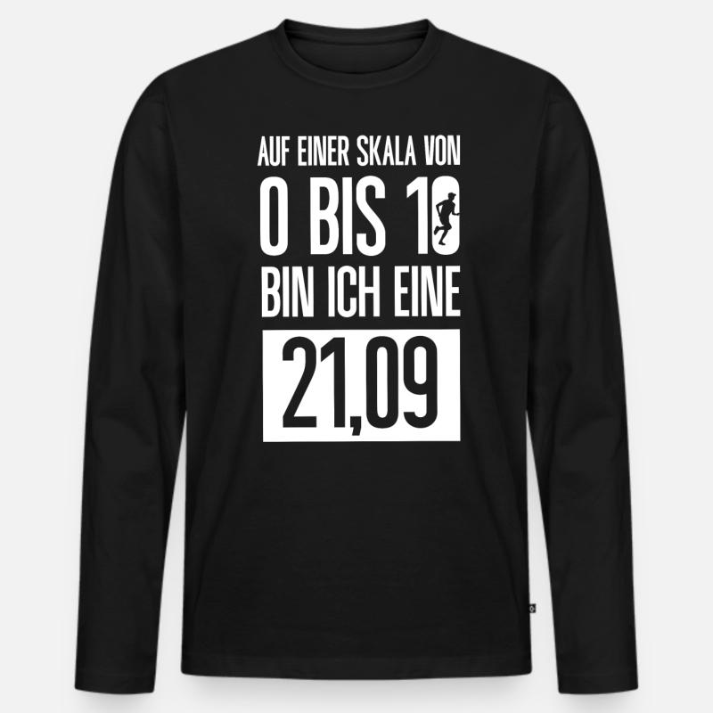 Halbmarathon, Marathon, Läufer - Männer Premium Bio Langarmshirt - Schwarz