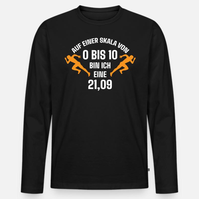 Halbmarathon, Marathon, Läufer - Männer Premium Bio Langarmshirt - Schwarz