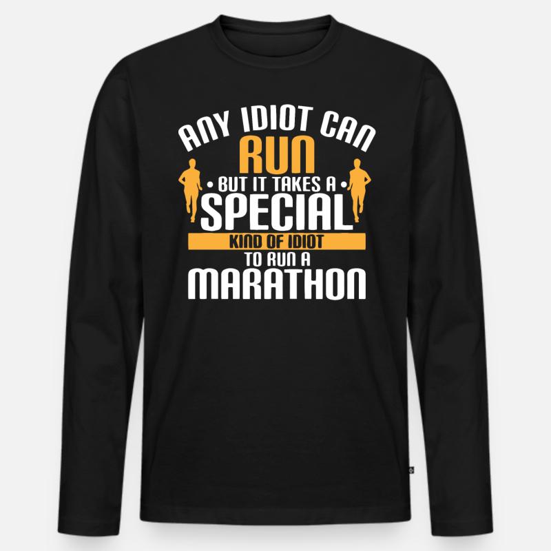 Halbmarathon, Marathon, Läufer - Männer Premium Bio Langarmshirt - Schwarz