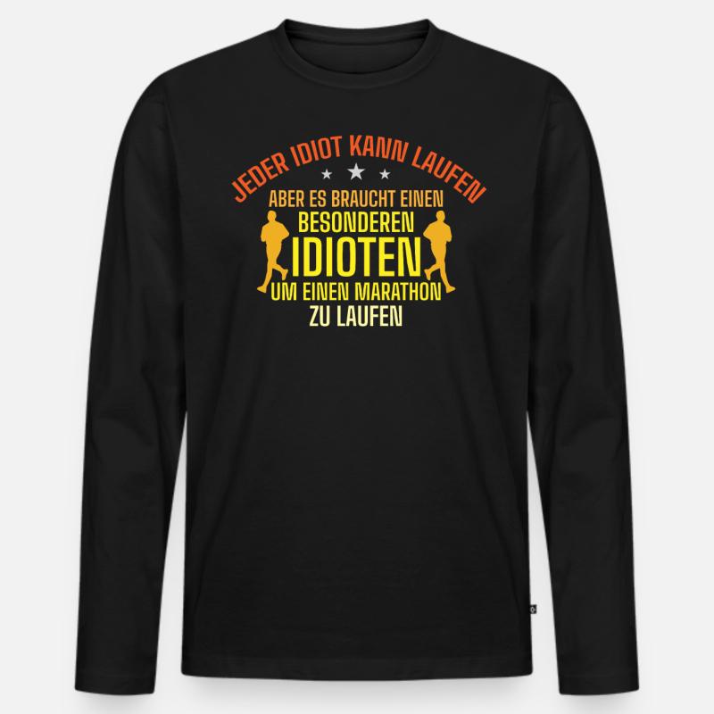 Halbmarathon, Marathon, Läufer - Männer Premium Bio Langarmshirt - Schwarz