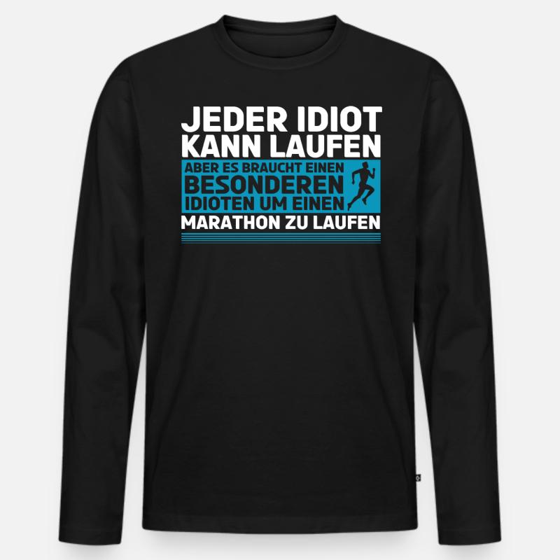 Halbmarathon, Marathon, Läufer - Männer Premium Bio Langarmshirt - Schwarz