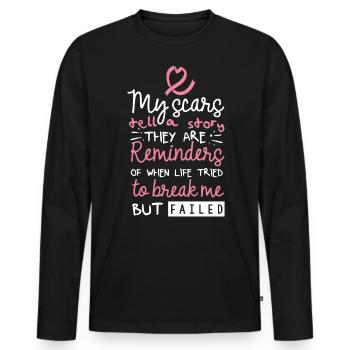 Sensibilisation au cancer du sein - T-shirt manches longues Premium bio Homme - noir - Devant - Nico (187cm)