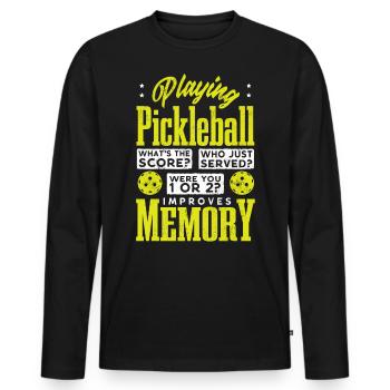 Playing Pickleball improves memory - Men's Premium Organic Long Sleeve Shirt - black - Front - Nico (187cm)